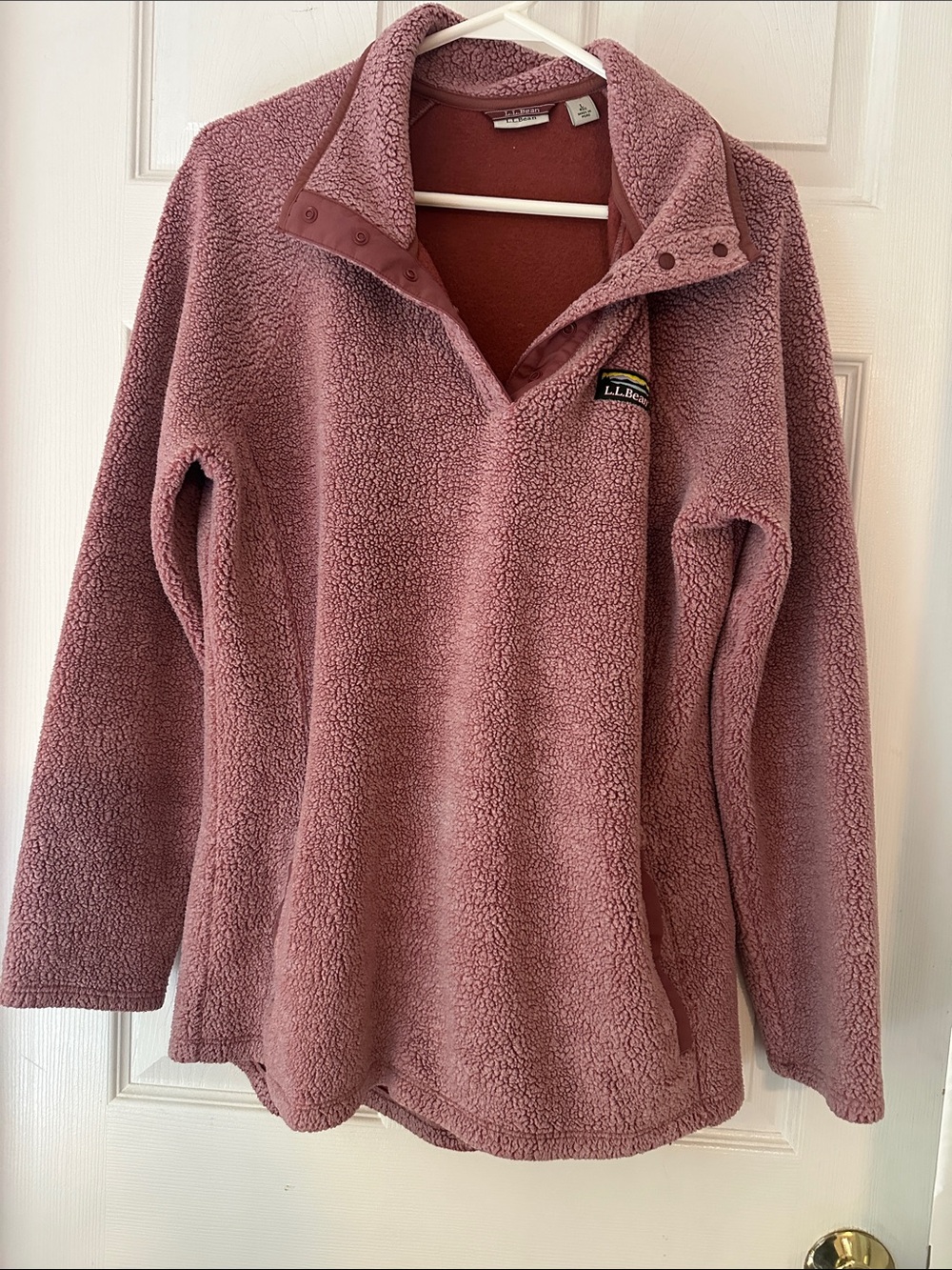 L.L. Bean Women’s Teddy Fleece Pullover Jacket in Rose Mauve